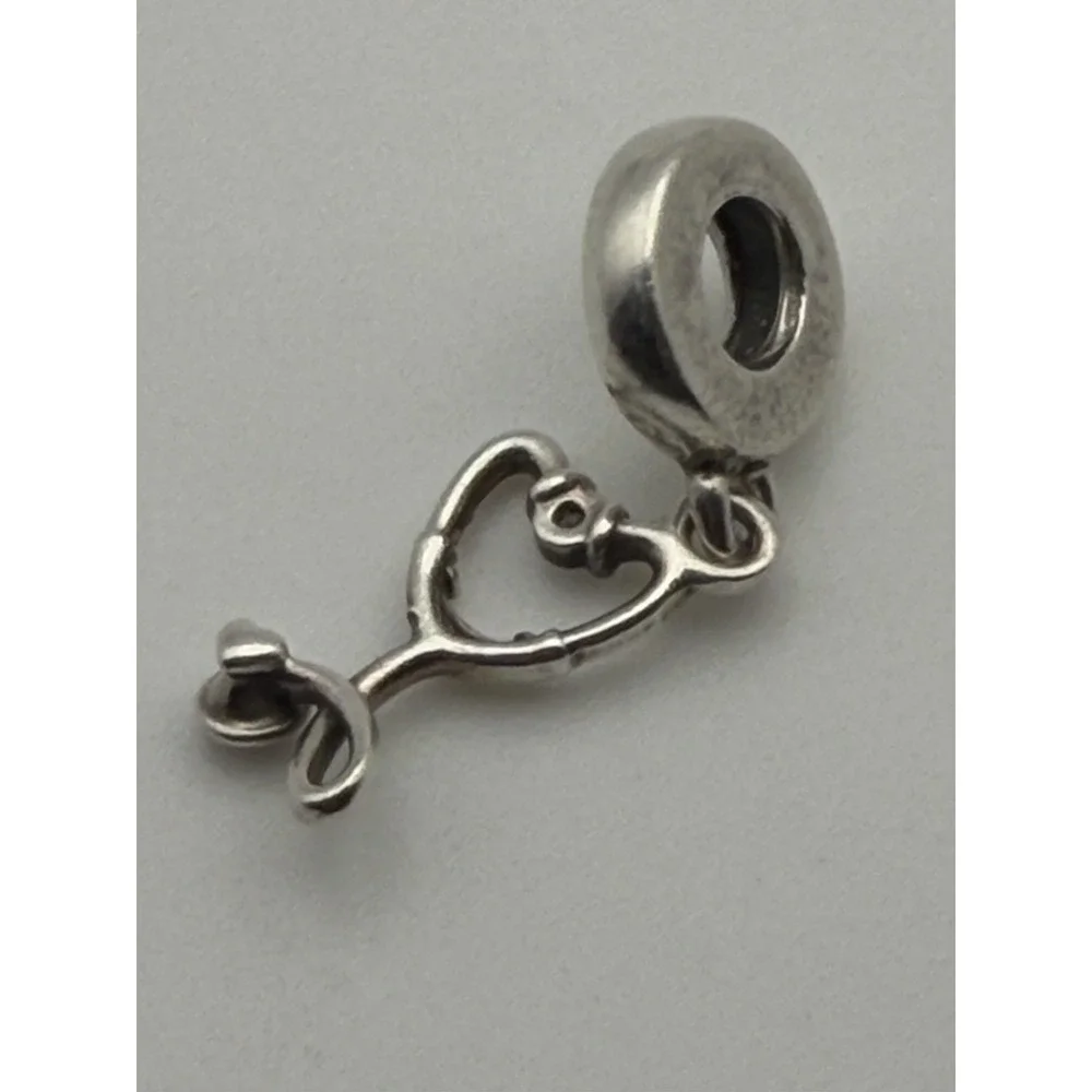 AUTHENTIC PANDORA STETHOSCOPE HEART DANGLE CHARM #799072C01